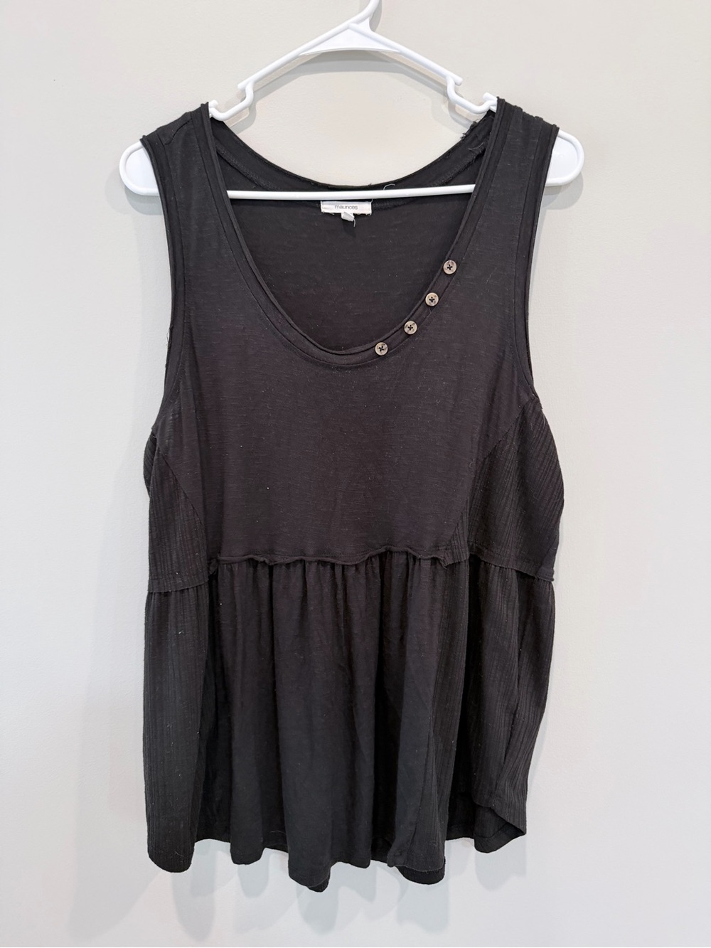 Maurices Black Tiered Scoop Tank with Accent Buttons